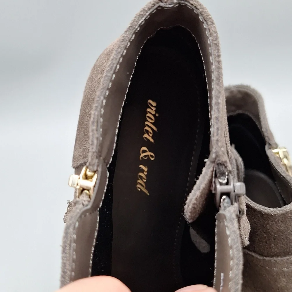 Violet & Red Carley Sz 7 Women's Zip up Bootie Heels - Picture 10 of 12